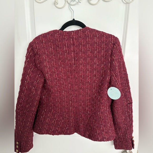 Hill House The Valentina Jacket in Burgundy Tweed NWT Size XS - Picture 7 of 10